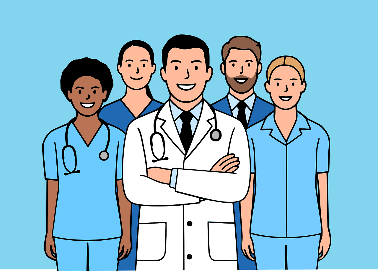 Illustration of a diverse medical team